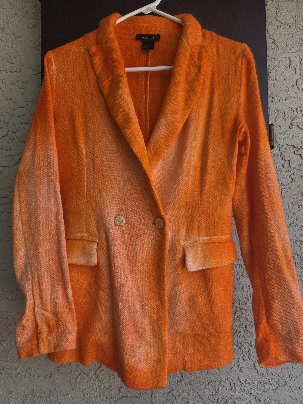 Women's Avant Toi Orange Double-Breasted Linen Blend Blazer Size XXS Italy